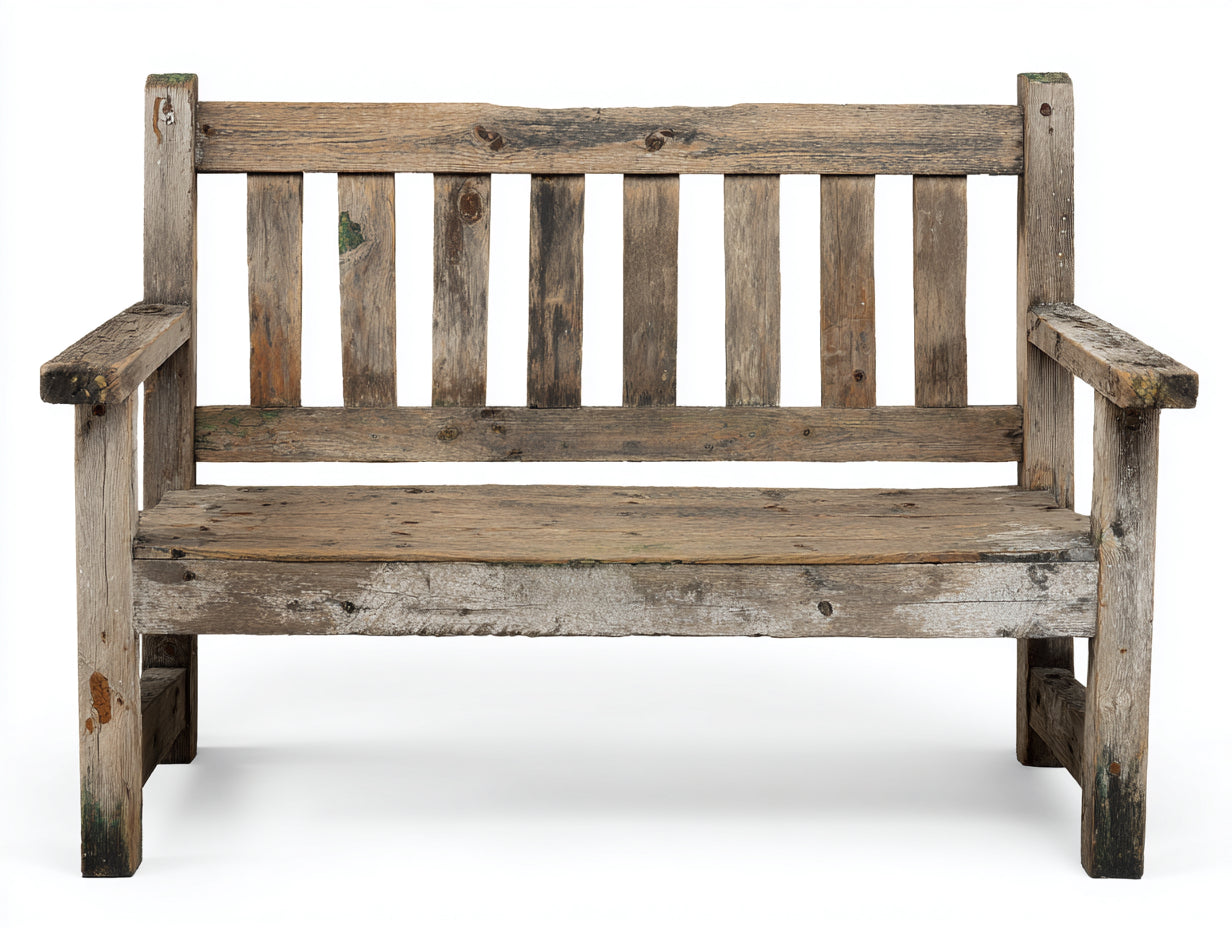 Bancos de jardín de madera envejecida 130 x 60 x 88 cm - con reposabrazos - diseño rústico