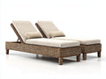 Tumbonas de ratán 195x140x82 cm - ratán natural y beige - diseño doble reclinable para exterior