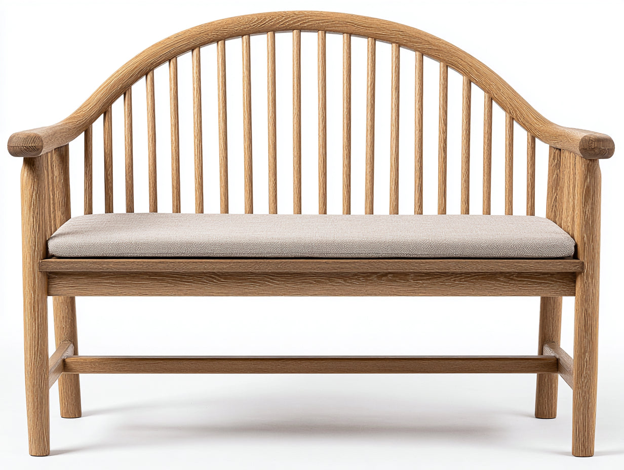 Bancos de jardín de madera maciza con asiento acolchado 135x58x90 cm - Roble-Beige - Diseño clásico para terraza y patio