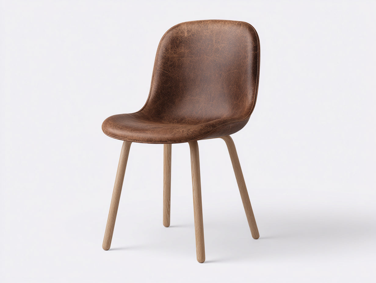 Sillas de comedor tapizadas de cuero sintético 50x56x84 cm - Marrón-Roble - Diseño moderno para comedor y cocina