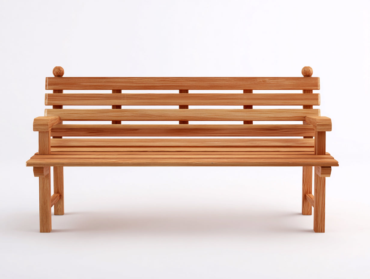 Bancos de jardín de madera natural 160 x 60 x 88 cm - con respaldo de listones - diseño clásico
