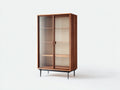 Estanterías de madera con puertas de cristal 120 x 40 x 165 cm - marrón y negro - diseño moderno