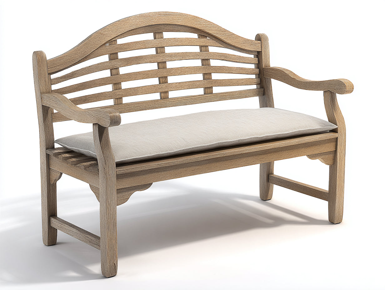 Bancos de jardín de madera con cojín 120 x 62 x 90 cm - natural y beige - diseño clásico