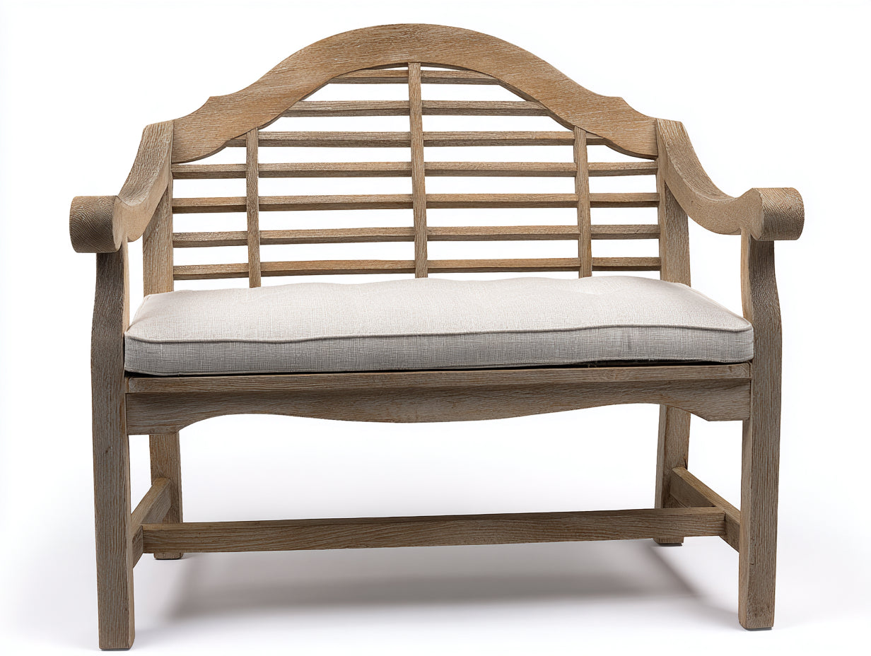Bancos de jardín de madera natural 120 x 55 x 92 cm - con asiento acolchado - diseño clásico