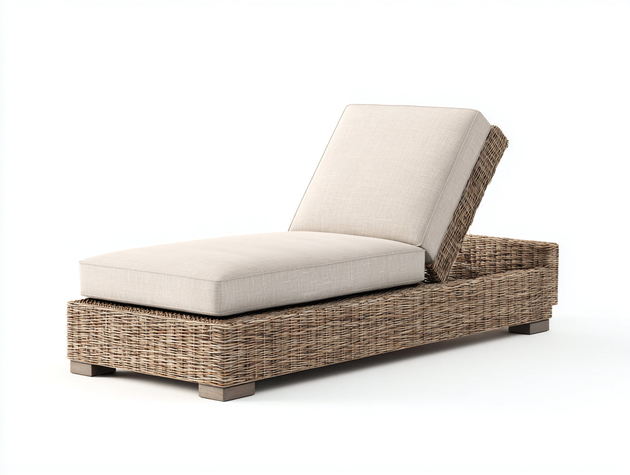 Tumbonas de ratán 192x70x84 cm - ratán natural y beige - diseño reclinable para exterior