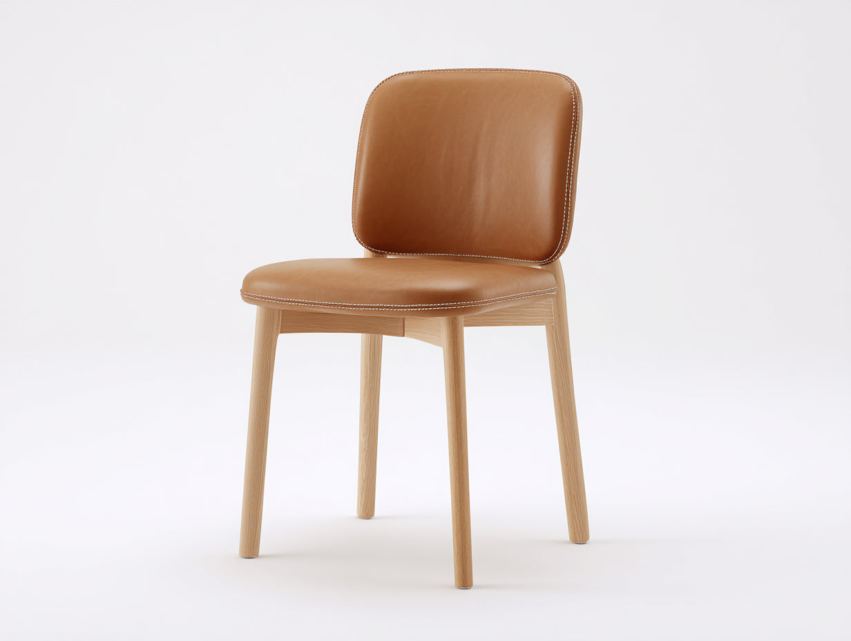 Sillas de comedor tapizadas de cuero sintético 48x54x80 cm - Marrón-Roble - Diseño moderno para comedor y cocina