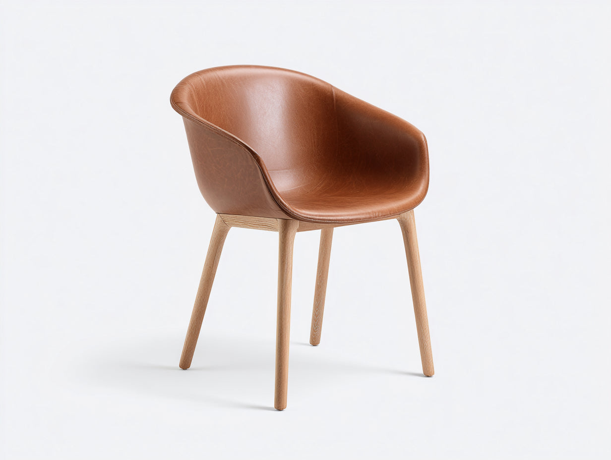 Sillas de comedor tapizadas de cuero sintético 56x58x78 cm - Marrón-Roble - Diseño moderno con reposabrazos para comedor