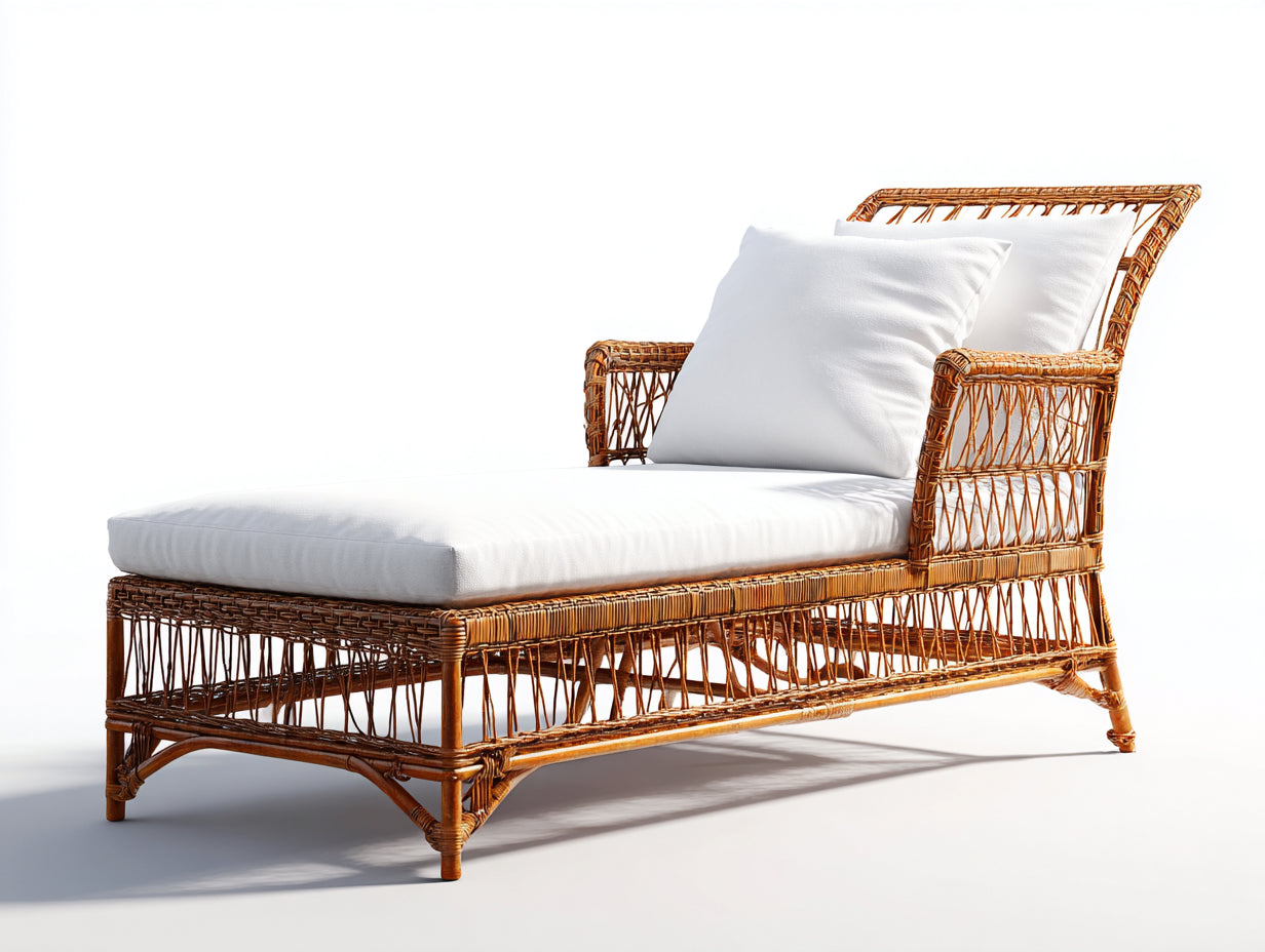 Tumbonas de ratán 190x72x86 cm - ratán natural y blanco - diseño reclinable para exterior