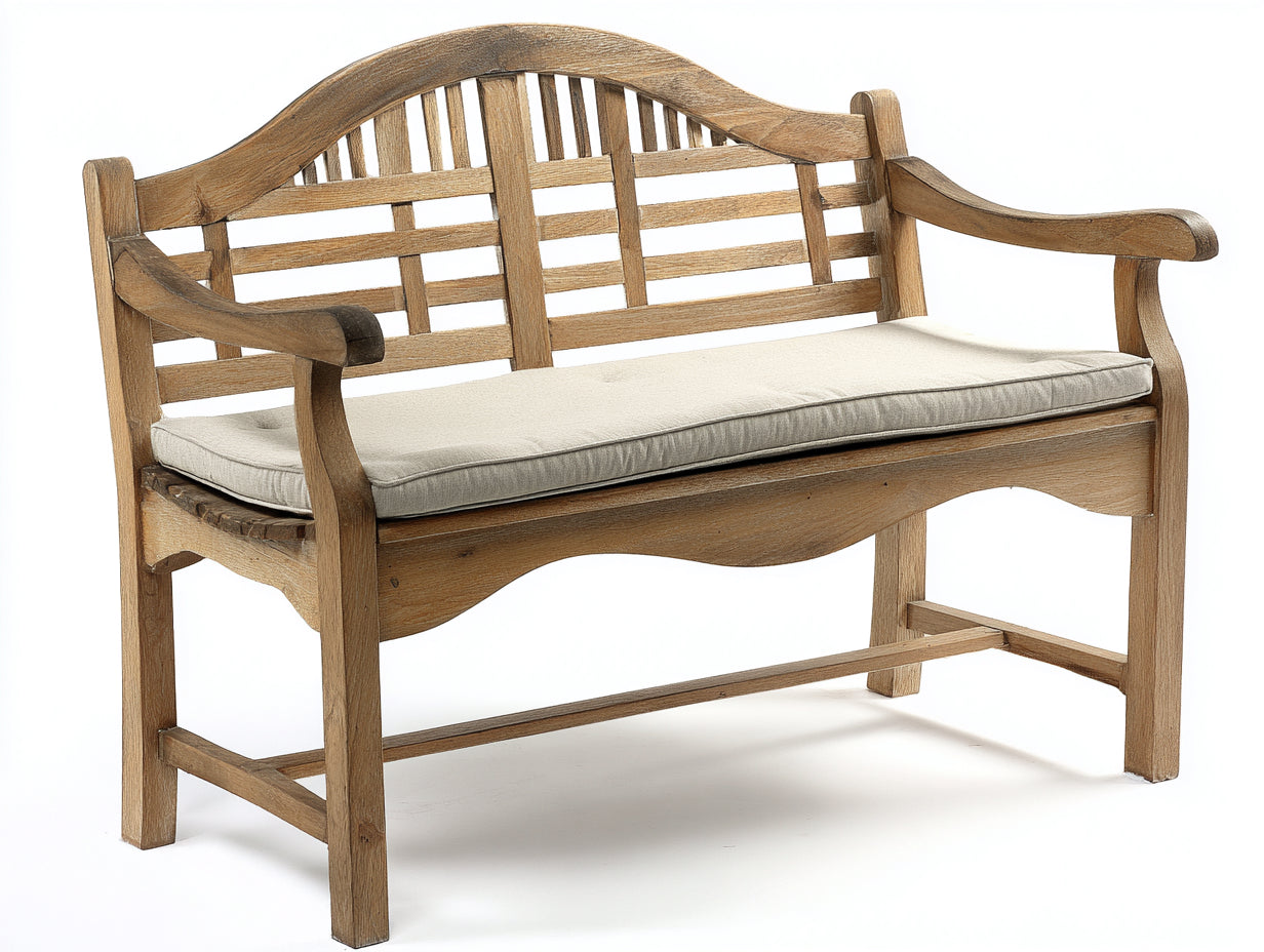 Bancos de jardín de madera maciza con cojín 128x62x92 cm - Roble-Beige - Diseño clásico para terraza y patio