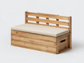 Bancos de jardín 150x58x82 cm - madera natural y beige - diseño con respaldo para exterior