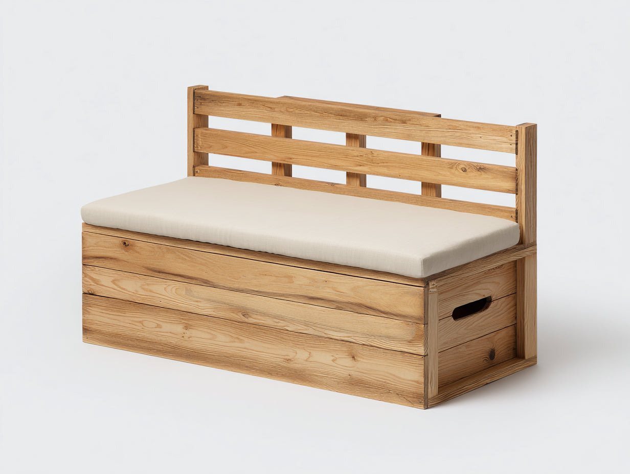 Bancos de jardín 150x58x82 cm - madera natural y beige - diseño con respaldo para exterior