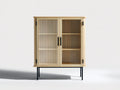 Estanterías de madera natural 100 x 40 x 130 cm - con puertas acanaladas - diseño moderno