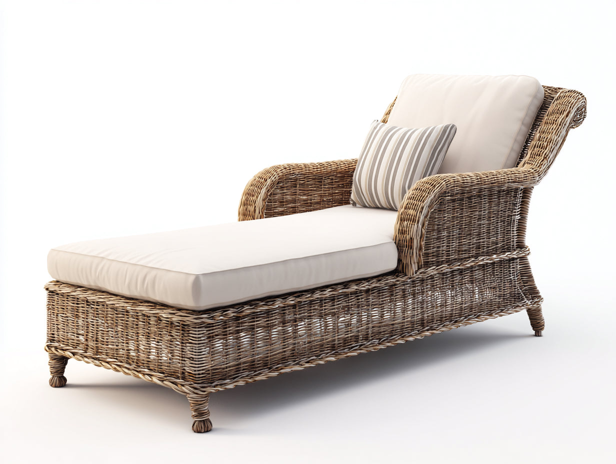Tumbonas de ratán 190 x 72 x 88 cm - natural y crema - diseño clásico